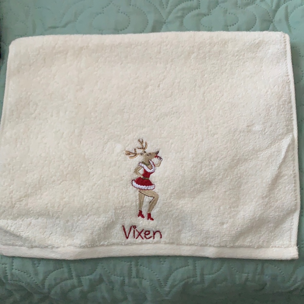 I have 3 to 4 of these reindeer hand towels new I have Donner,Vixen and Rudolph